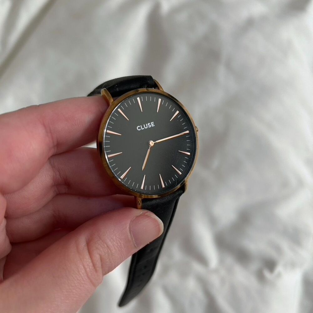 Cluse La Bohème Watch - Black Leather and Rose Gold